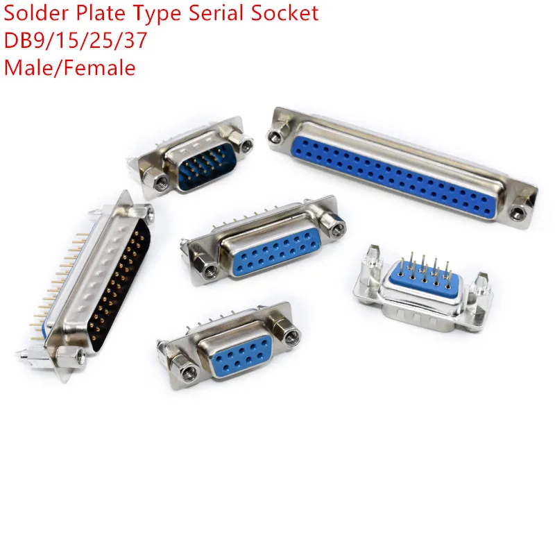 

5Pcs DP9 DP15 DP25 DP37 9/15/25/37 Pin Straight 180 Degree Male Female Plug D-sub PCB Mounting Connector DB9 DB15 DB25 DB37