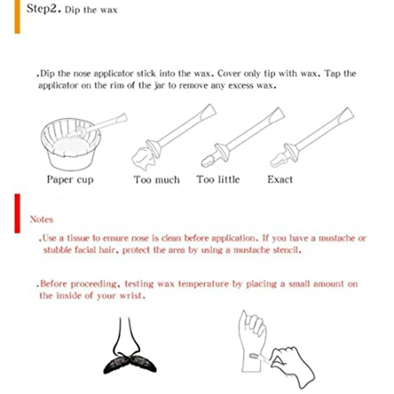 60 قطعة الأنف الشمع عصا قضيب ملعقة البلاستيك الأنف شرائط شمع الأنف نظيفة الحاجبين الأنف إزالة الشعر