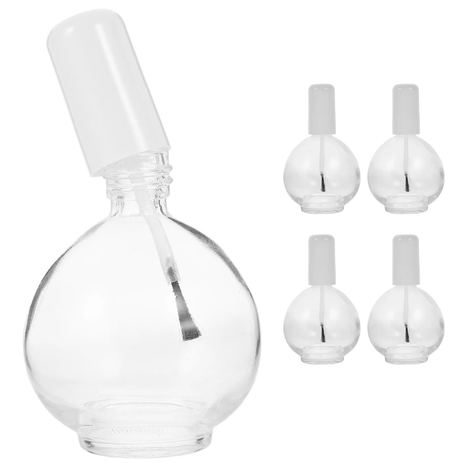 ขวดน้ำยาทาเล็บขนาดเล็ก 5 ชิ้นพร้อมฝาปิดภาชนะแก้วกันรั่วสำหรับเจลทาเล็บ พกพาสะดวก เหมาะสำหรับการใช้งานในการเดินทางกลางแจ้ง