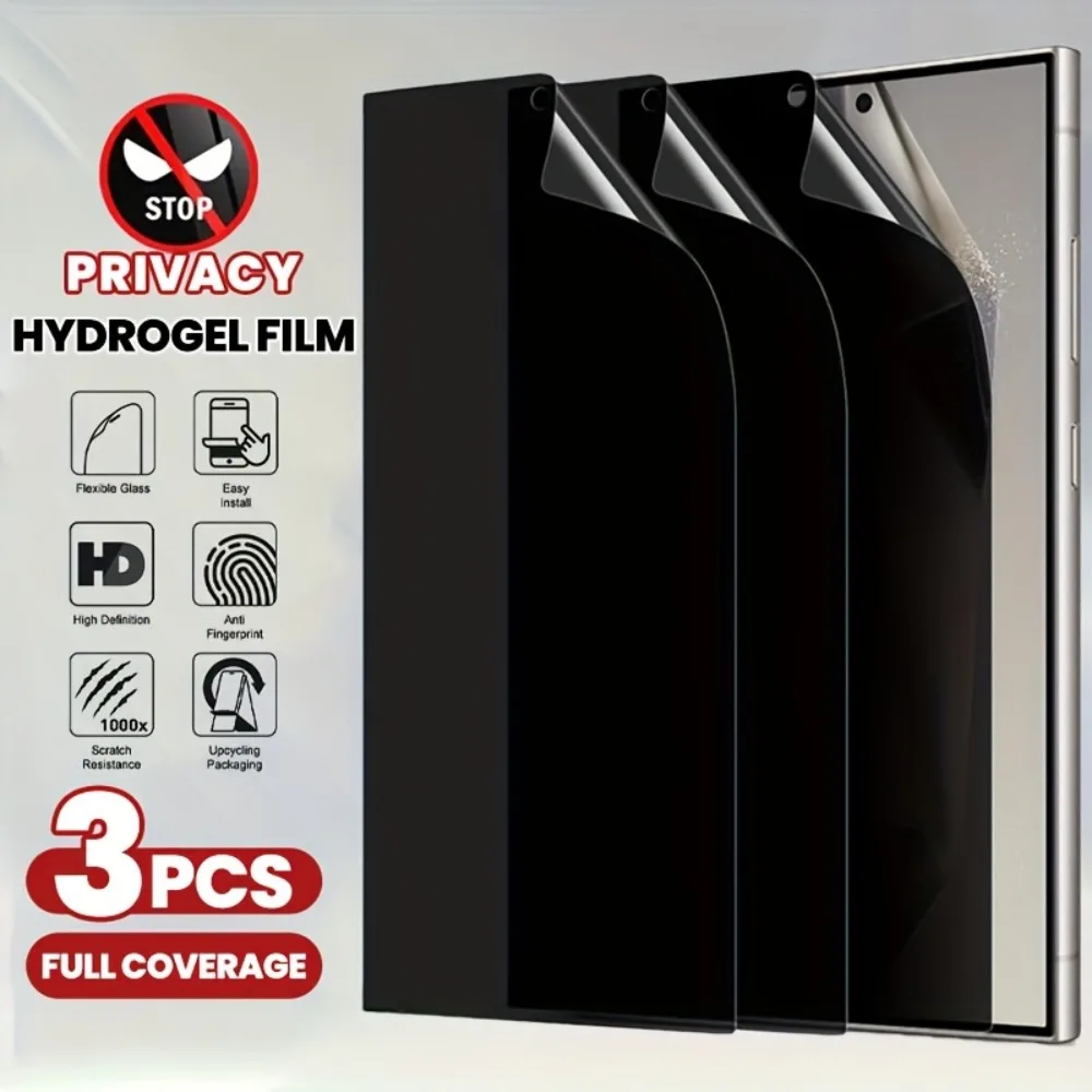 3Pcs Anti Spy Hydrogel Film for Samsung Galaxy S25 S24 S23 Ultra S22 S21 Plus S24 S23 FE S25 Edge Full Coverage Screen Protector
