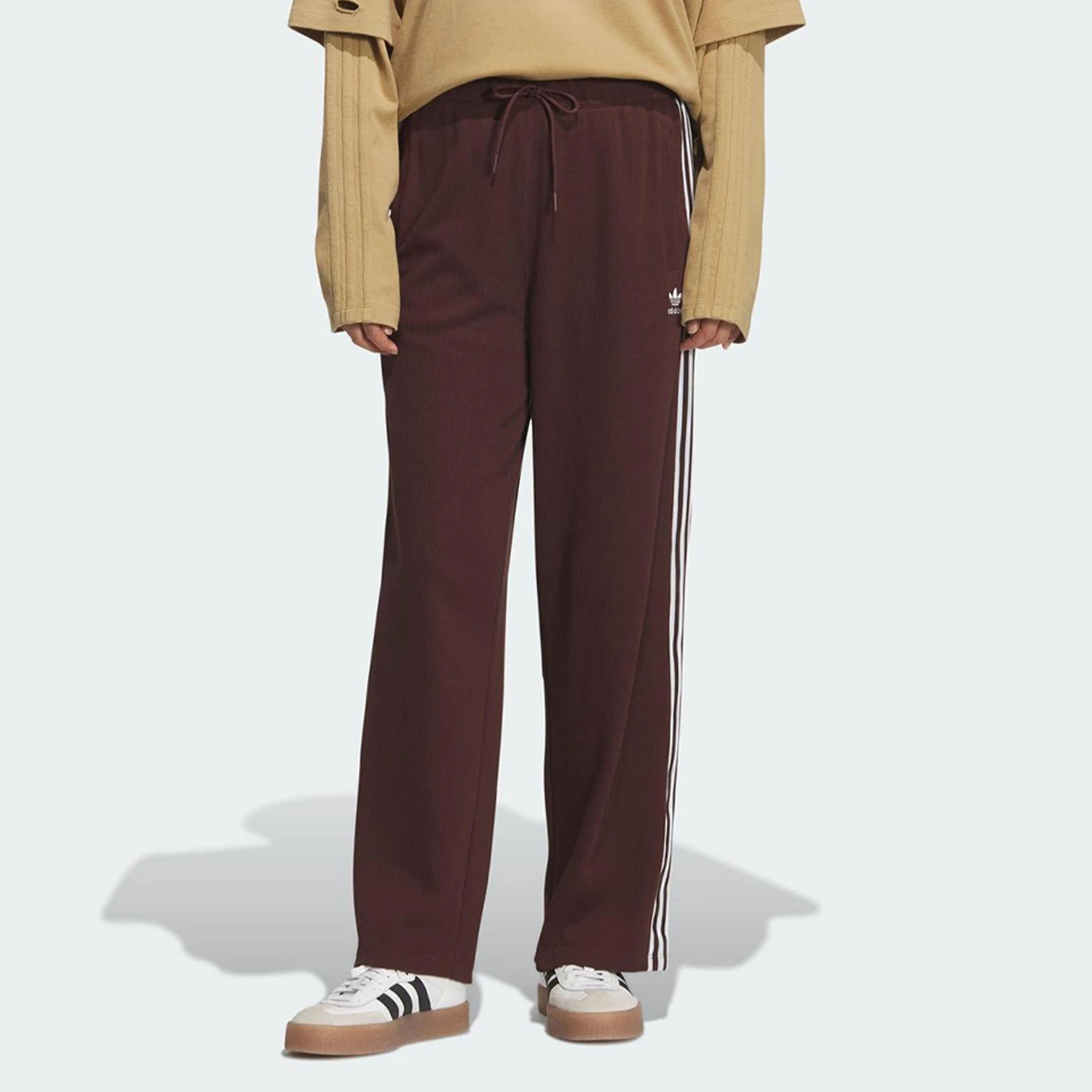 

Adidas genuine clover women's knitted loose striped casual pants KS5961