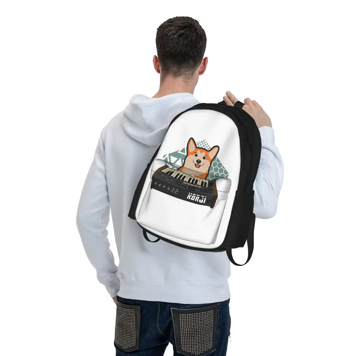 Mochilas divertidas de Synthesizer Fan Corgi Dog para niños y niñas, mochilas escolares para niños, mochila para computadora portátil, bolsa de hombro