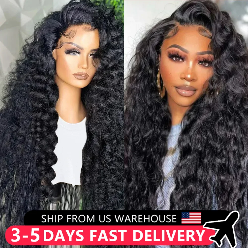 Deep Wave Curly 13x4 Lace Front Human Hair Wigs 100% Human Hair Lace Frontal Wig Pre Plucked Water Wave Wigs Indian Hair Wig