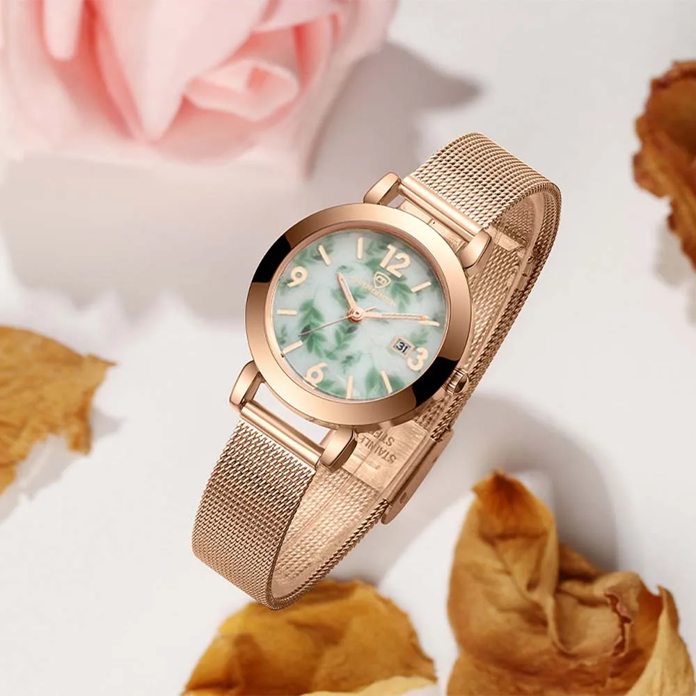 

CAVEN DENTON Fashion Women's Vintage Chinese Blue and White Porcelain Mesh Band Stylish Quartz Watch reloj para mujer