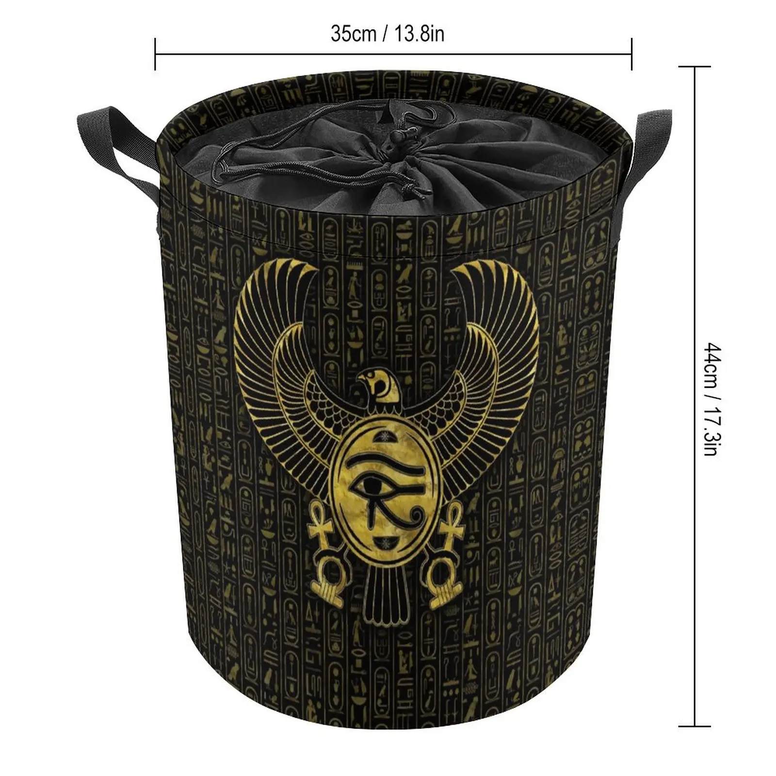 Egyptian Eye of Horus Wadjet Gold And Bla Storage Bins Casual Graphic Laundry Basket Super Soft Portable Storage of Socks Organi