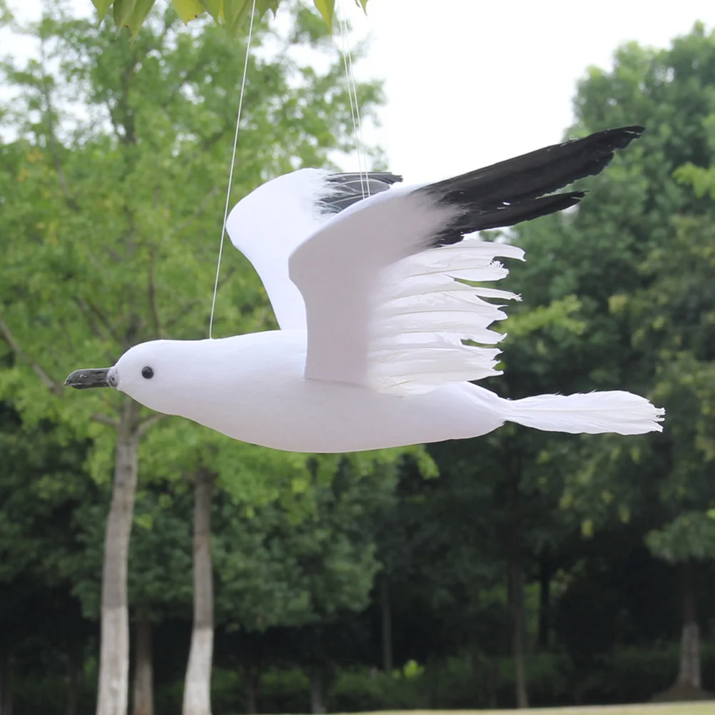 

2 Pcs Seagull Decorative Birds Realistic Simulation Foam Ornaments Mediterranean Style Landscape Decor Fake Seabirds