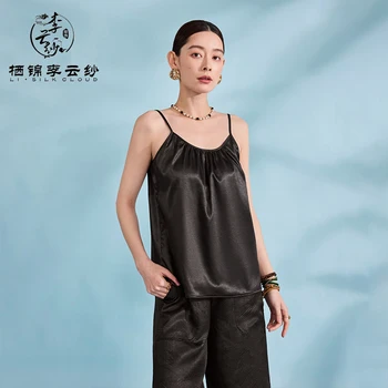 LI SILK CLOUD Haut caraco classique noir Xiangyunsha - 100% ...