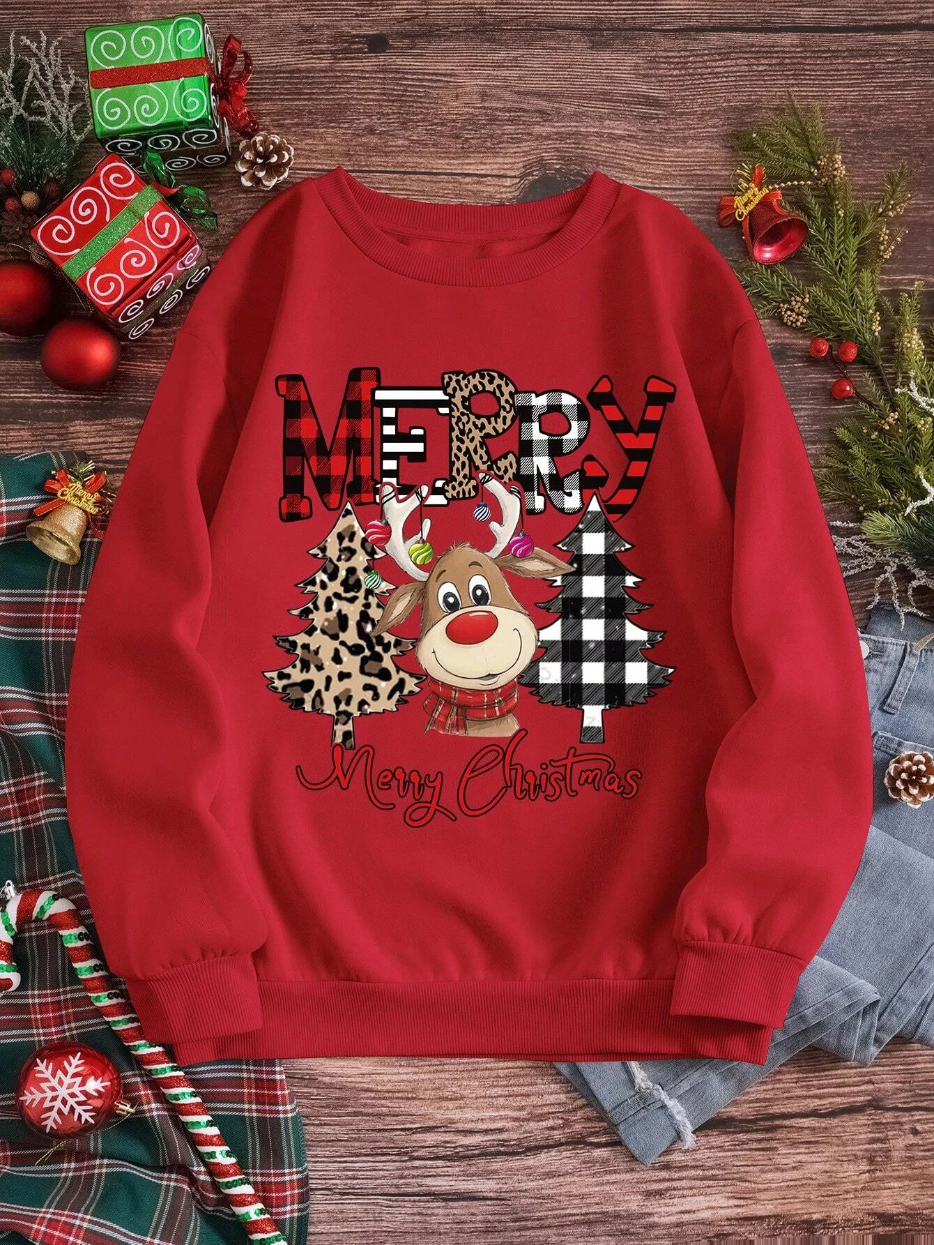 Feliz Navidad estampado de dibujos animados mujer ropa de calle Casual básico sudadera Otoño Invierno polar con capucha moda suave jerseys