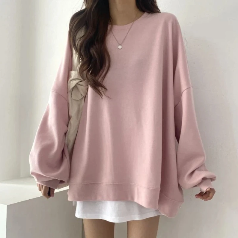 Oansatz Faul Stil Einfachheit Lose Hoodies Sweatshirts Frühling Herbst Langarm High Street Tops Mode Lässig Frauen Kleidung