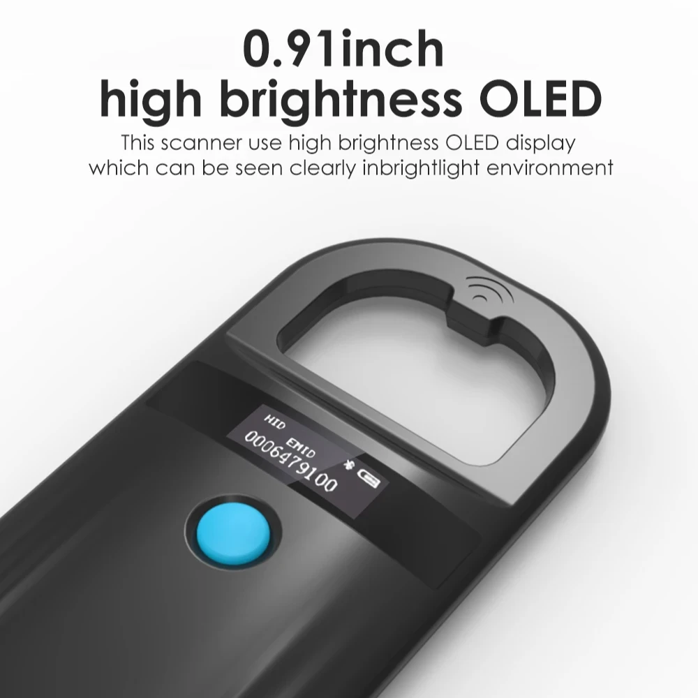 Lecteur RFID portatif pour animaux, 134.2KHz/125kHz, Scanner EMID FDX-B pour chien, chat, puce en verre pour animaux de compagnie, lecteur d'étiquettes USB Bluetooth