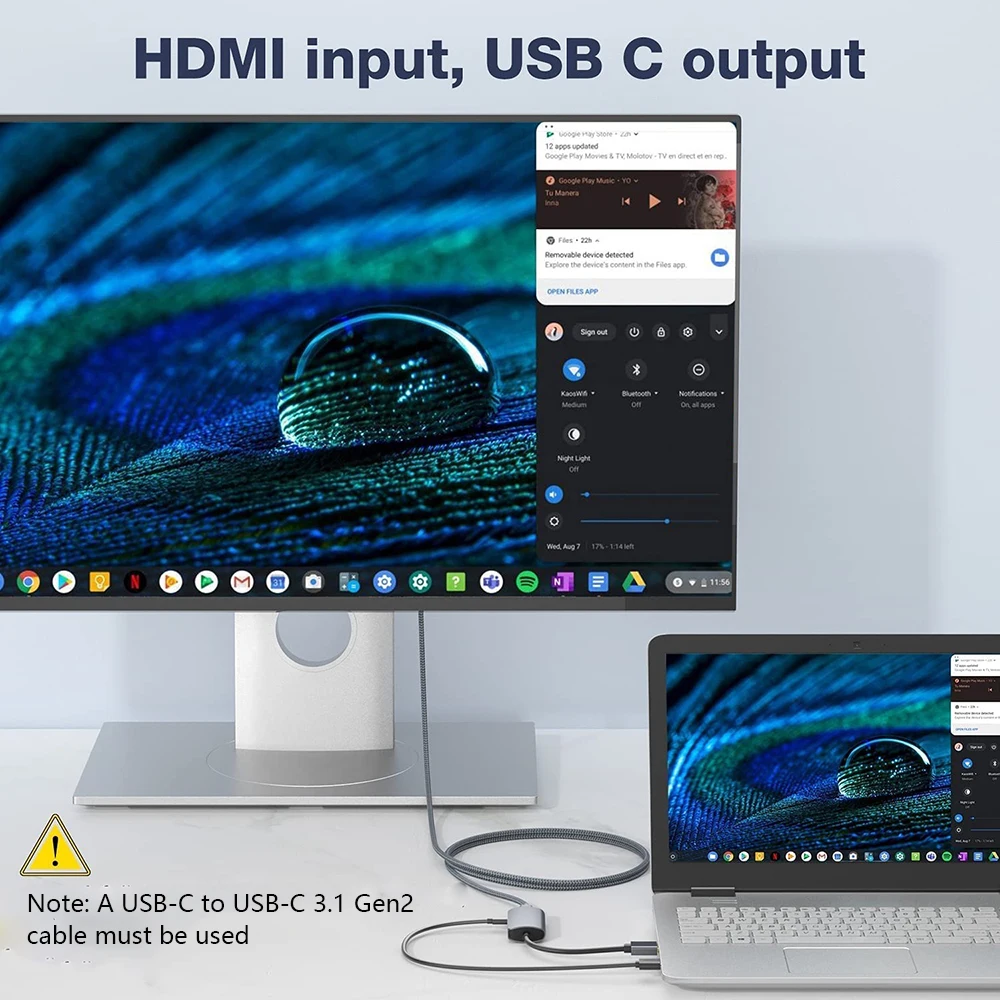 محول HDMI إلى USB C 4K@60 هرتز مدخل HDMI إلى مخرج USB C لأجهزة الكمبيوتر المحمول، ROG Ally، PS4/5، نظارات Xbox إلى AR، نظارات XR، VITURE Pro، إلخ