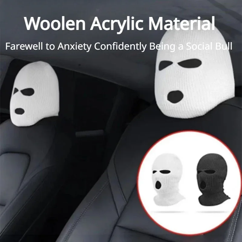 Car Seat Cover Headrest for Tesla Model 3/Y/X/S 2024 Funny Bandit Headgear Street Pranks Sentinel Decoration Hat Car Accessories