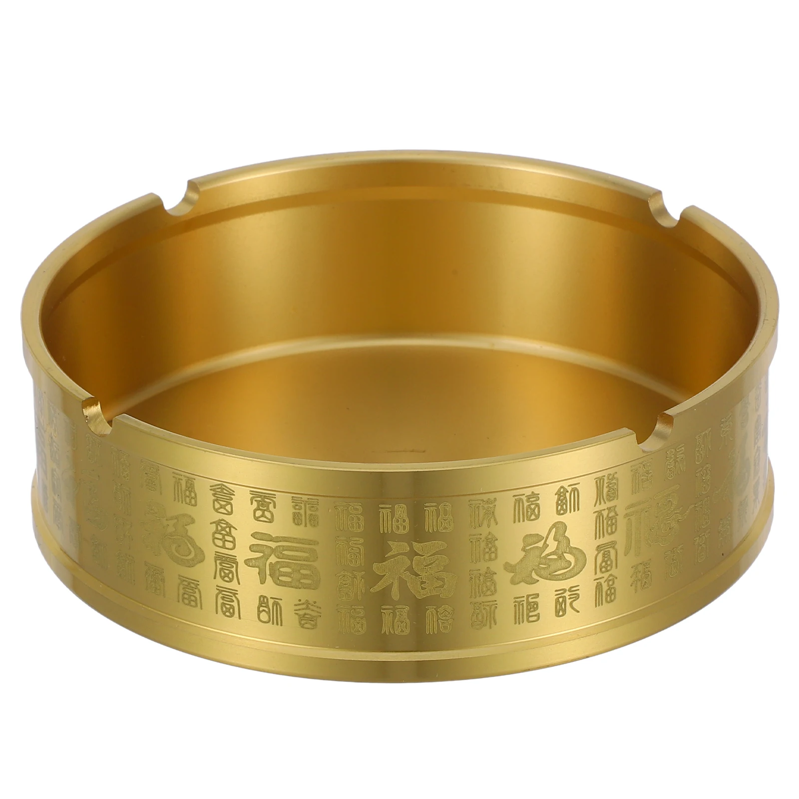 

Brass Ashtray 12cm Desktop Blessing Home Decor Vintage Metal Centerpiece Durable Tabletop Ornament Round Smoke Holder Office