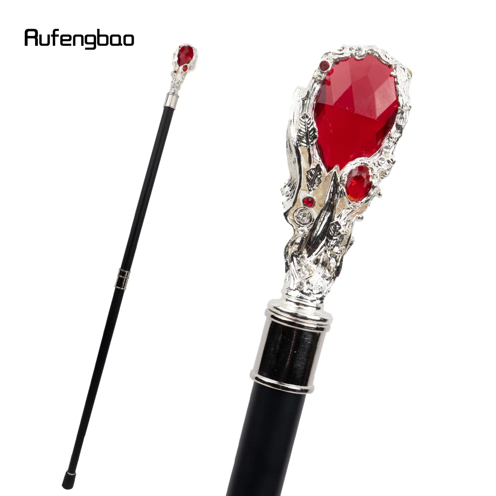 

Red Diamond White Walking Cane Fashion Decorative Walking Stick Gentleman Elegant Cosplay Cane Knob Crosier 95cm