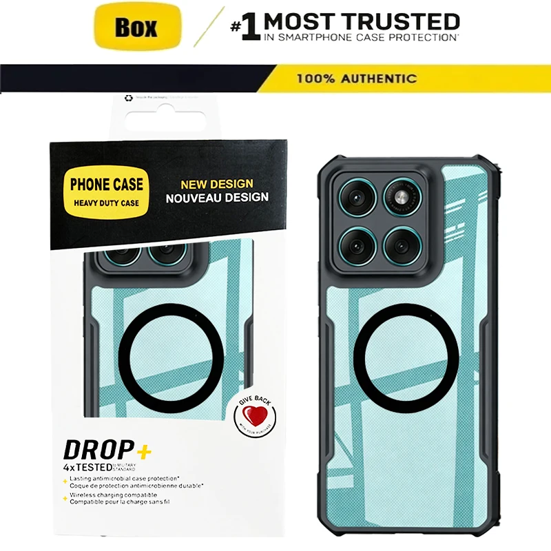Transparent OTT-BOX Shockproof Armor Magnetic Case For Motorola Edge 70 Ultra 60 Fusion 50 40 Pro Neo Four-coner Defender Cover