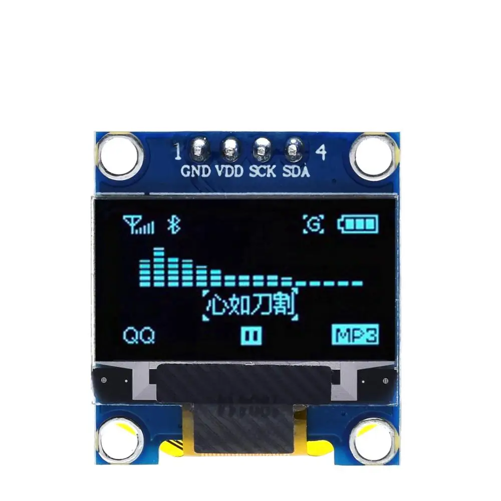 4ピン0.96 "ホワイト/ブルー/イエローブルー0.96インチoled128x64 oledディスプレイモジュール0.96" iic i2c arduinoの通信