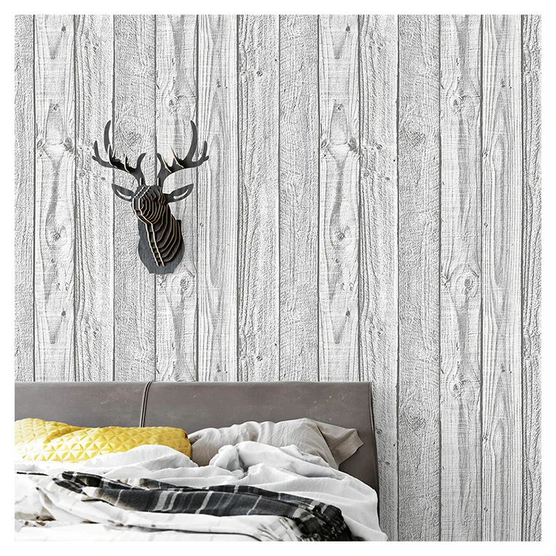Nordic Style Wallpaper Grey Industrial Vintage Rustic Wood Grain Distressed Wall Paper for Living Room Bedroom
