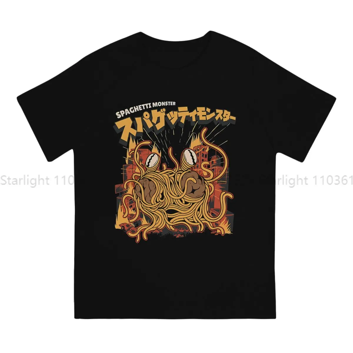 Flying Spaghetti Monster TShirt Noodle Ramen Attack Japanese Classic T Shirt Oversized Men Clothes Printing