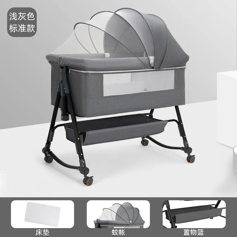 

Baby Crib Newborn Splicing Large Bed Baby Rocking Bed Bb Children's Bed Rocking Multifunctional Movable Foldable