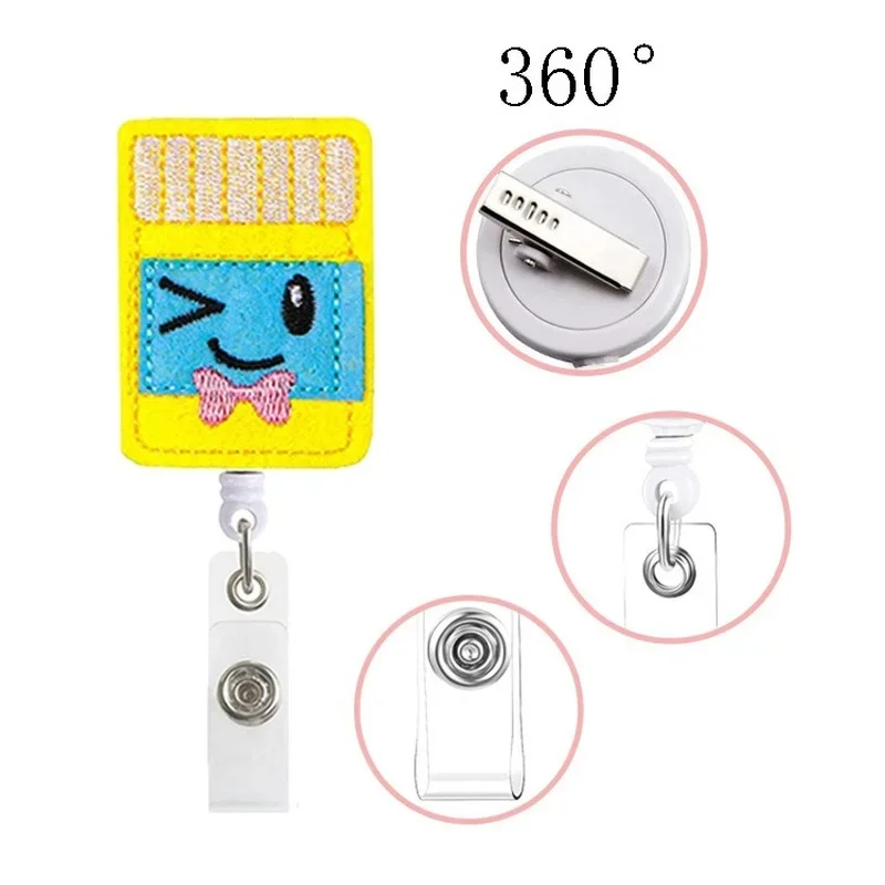 Nurses Doctors Name Badge Reel ID Holders Chest Tag Clip Flet Embroidery Retractable Syringe Heart Work Pass Card Clip Reel