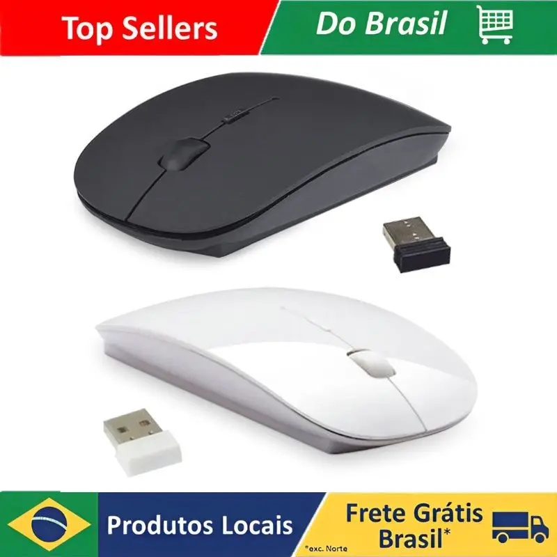 Mouse Sem Fio Óptico Ultrafino Slim USB para PC Computador Notebook 2.4 gb 1600 DPI