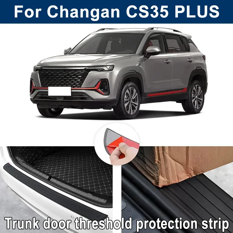Woe Anti-Scratch Rear Bumper Protector Trunk Sill Plate Rubber Mouldings Trim Cover Strip For Changan CS35 PLUS Anti Scratch