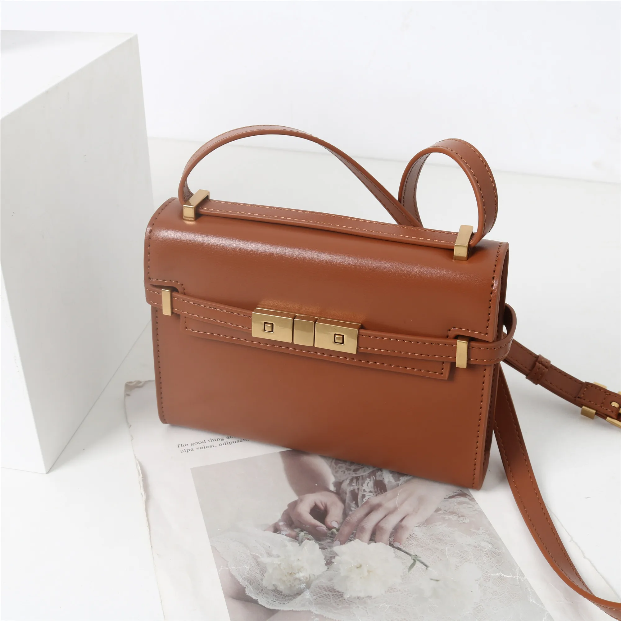 Yang Shulin torby retro2024new mini Manhattan prawdziwej skóry Kelly torba na ramię crossbody torba pod pachami damska