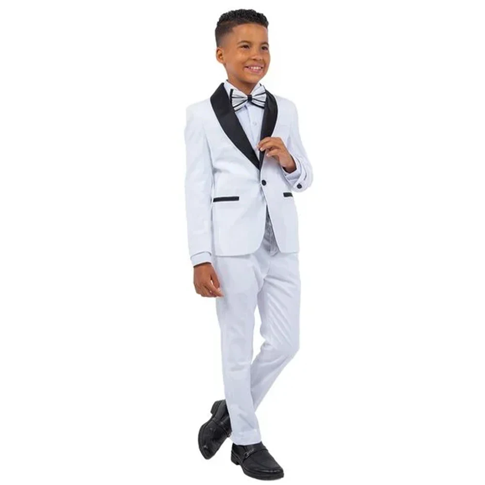 

Boy's Suit 2 Pieces Full Boys Suits for Wedding 2023 Prom Shawl Lapel One Button Jacket Single Breasted Kids Tuxedo White