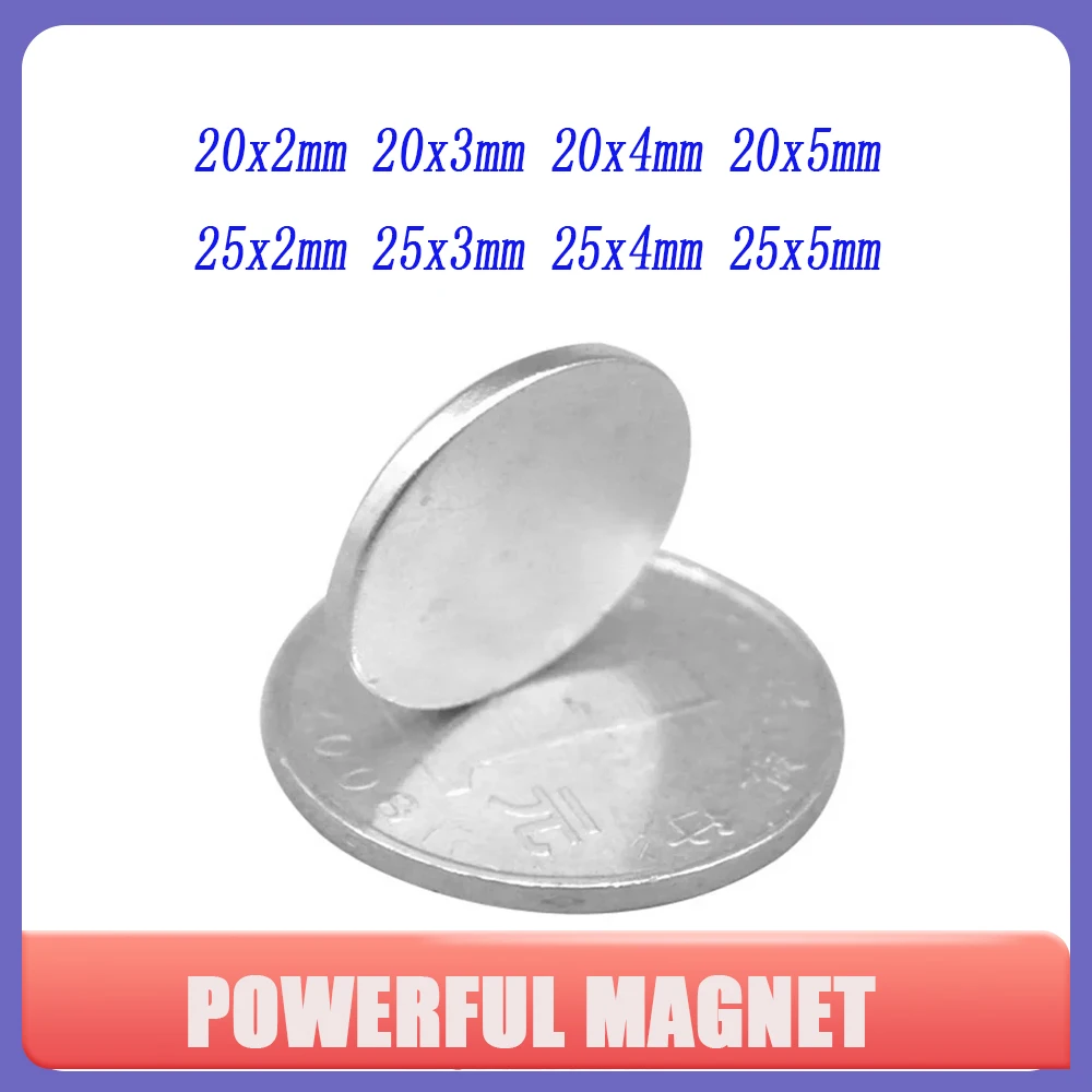 20x2mm Super Powerful Strong Magnetic Magnet 20x2 Permanent Neodymium Magnets Disc 20*2mm Round Magnet Sheet 20*2 20x3 20x5 25x2