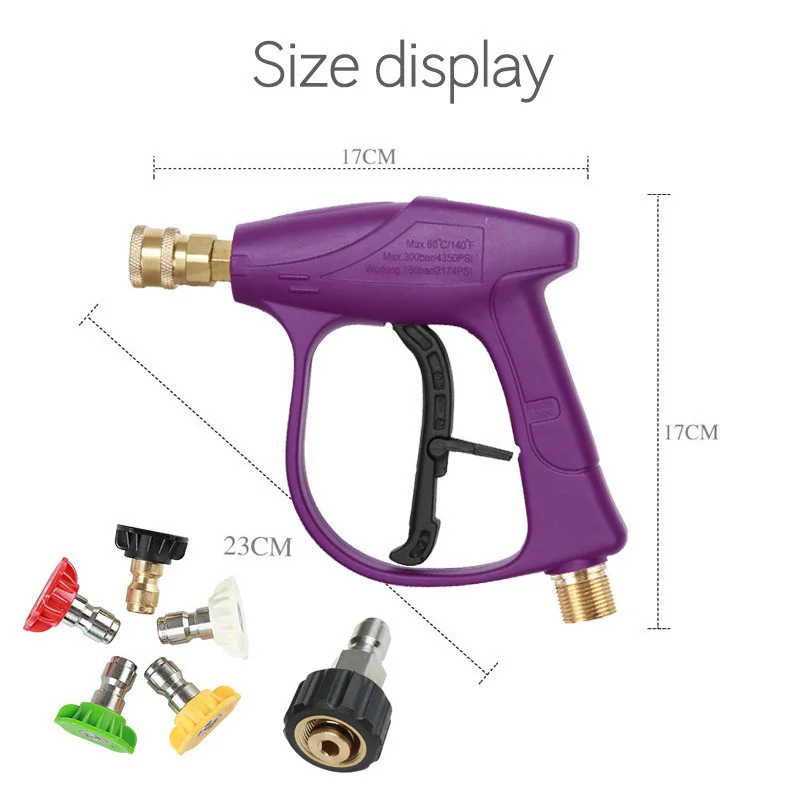 High Pressure Car Washing Auto Washer-Gun,5 Power Washer Quick Connect Nozzles Tips,M22 14 Swivel 3/8 Inch Plug,3000 Psi,Purple