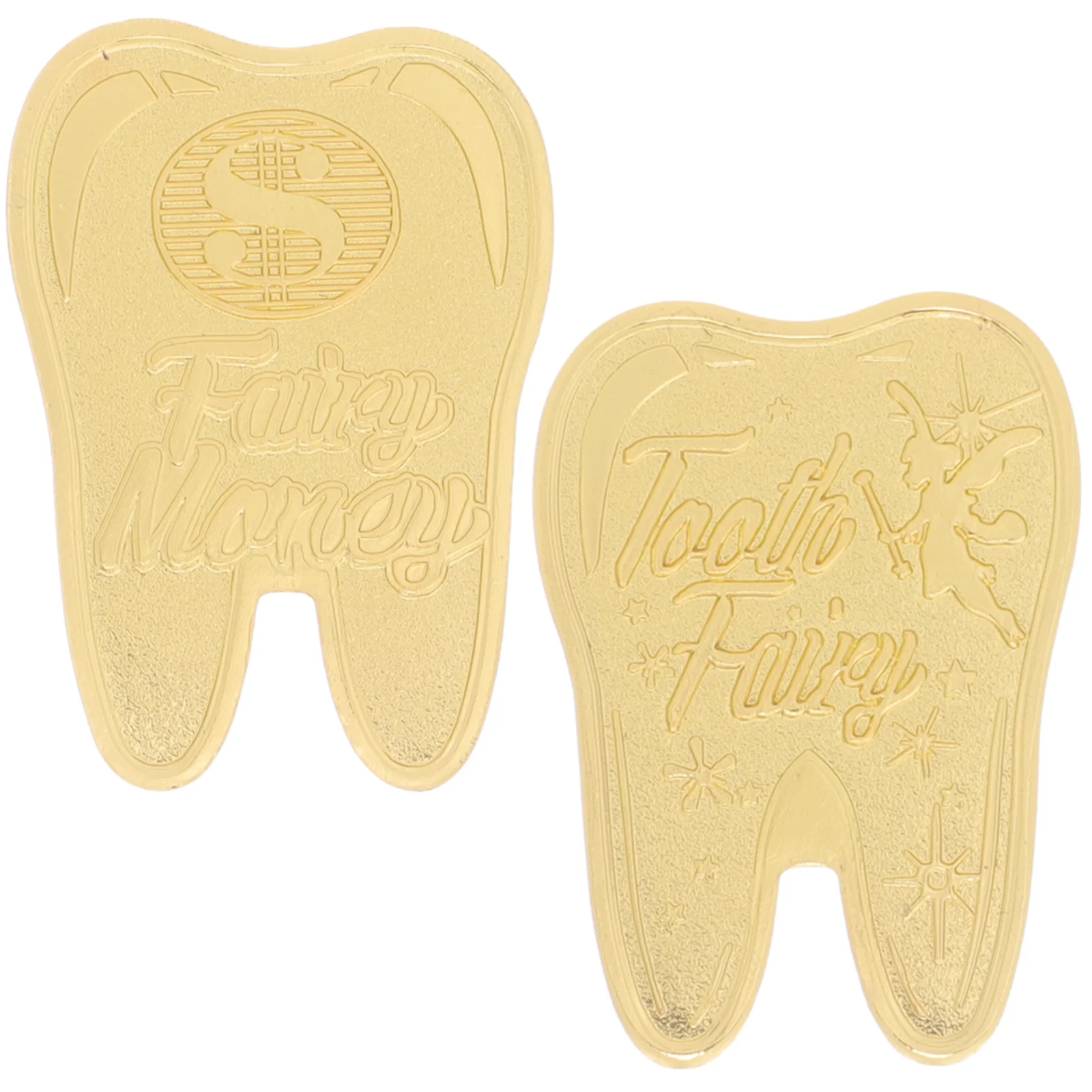 2 Pcs Tooth Shape Gold Teeth Small Craft Children Decoration Deciduous Zinc Alloy Metal Kids Souvenir