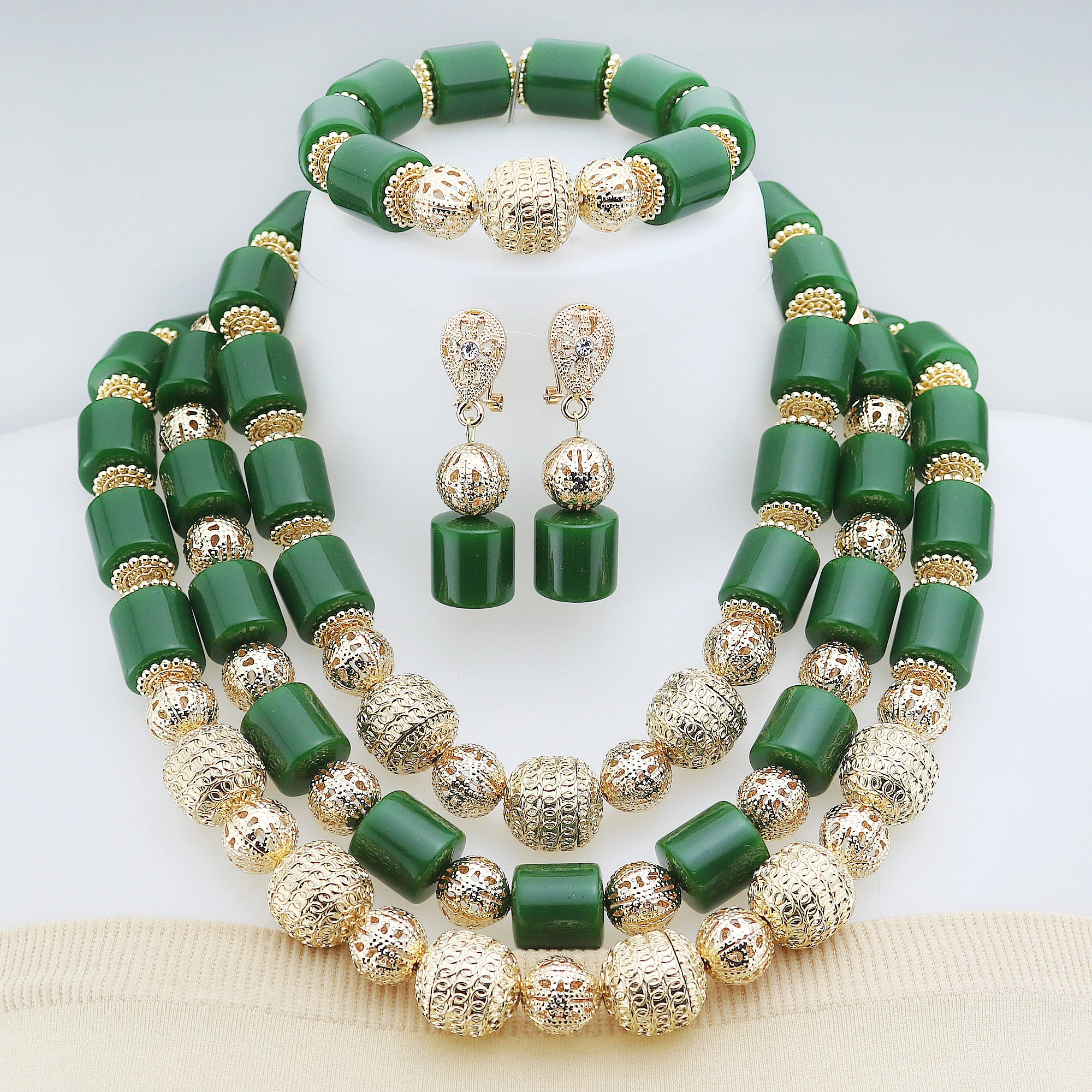 

African Resin Necklace Bracelet Earrings Jewelry Nigerian Resin Jewelry Nigerian jewelry set bridal gift For Women Wedding