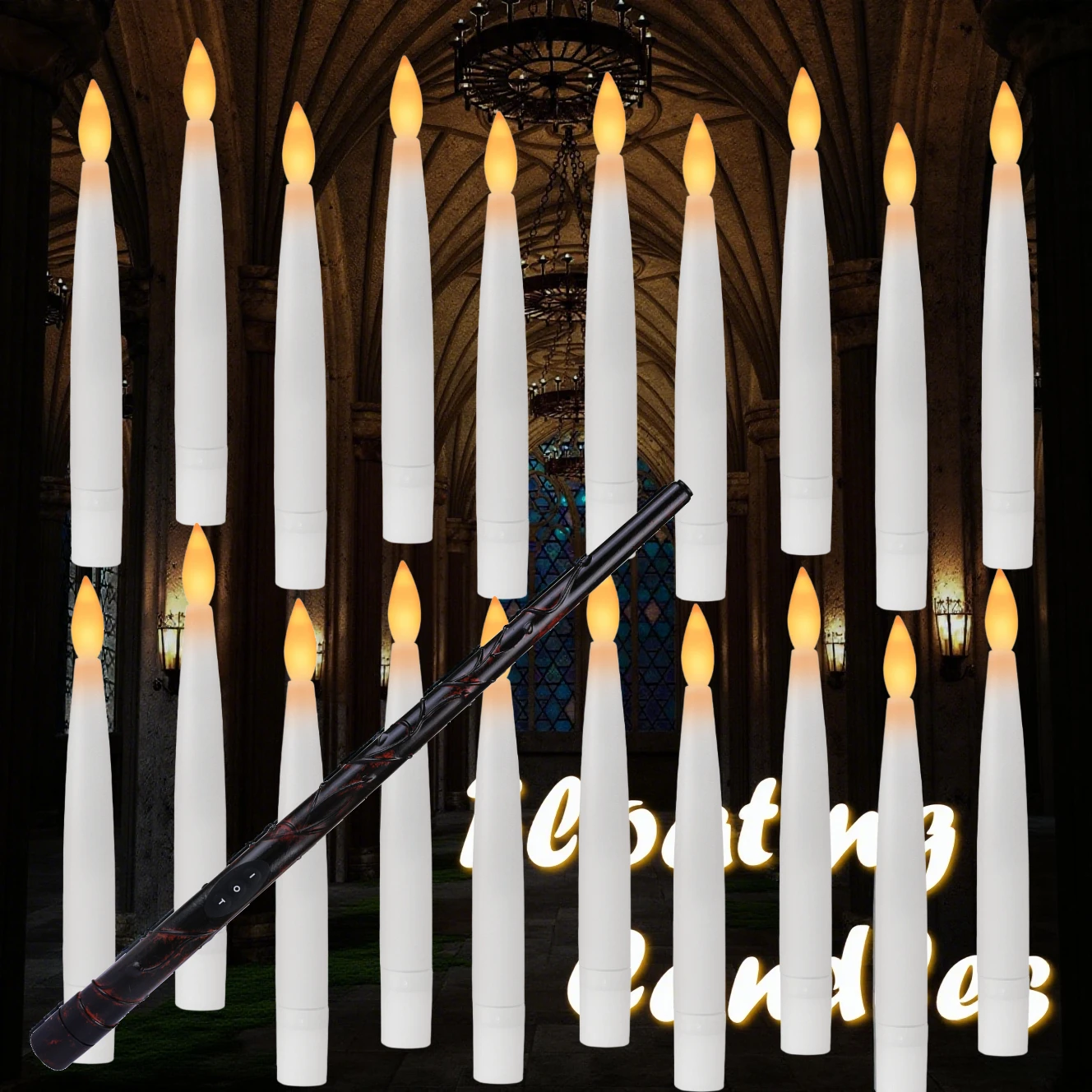 

12/48 шт. плавающие светодиодные свечи с таймером-палочкой, мерцающая электронная подвесная свеча с линией «сделай сам» и зажимами для декора Хэллоуина