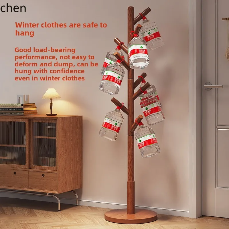 HT floor-to-ceiling living room hanger Solid wood household clothes rack Bedside clothes hanger Hat rack
