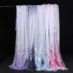 Frozen Snowflake Gradient Mesh Fabric Princess Dress Retro Women's Clothing Cape Toy Hanfu Mesh Fabric New