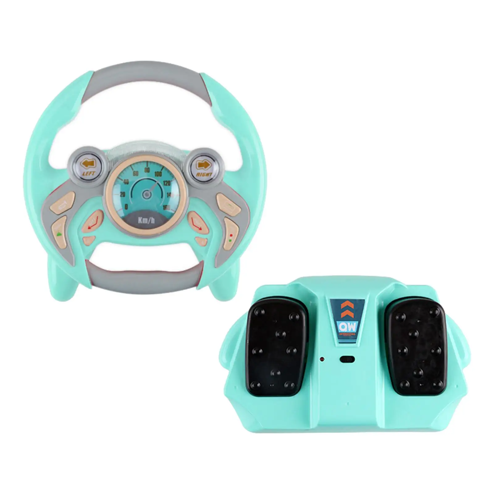 Simulated Steering Wheel for Kids W/Music and Light with Simulation Brake Pedal Copilot toys for boys girls Simulate Driving