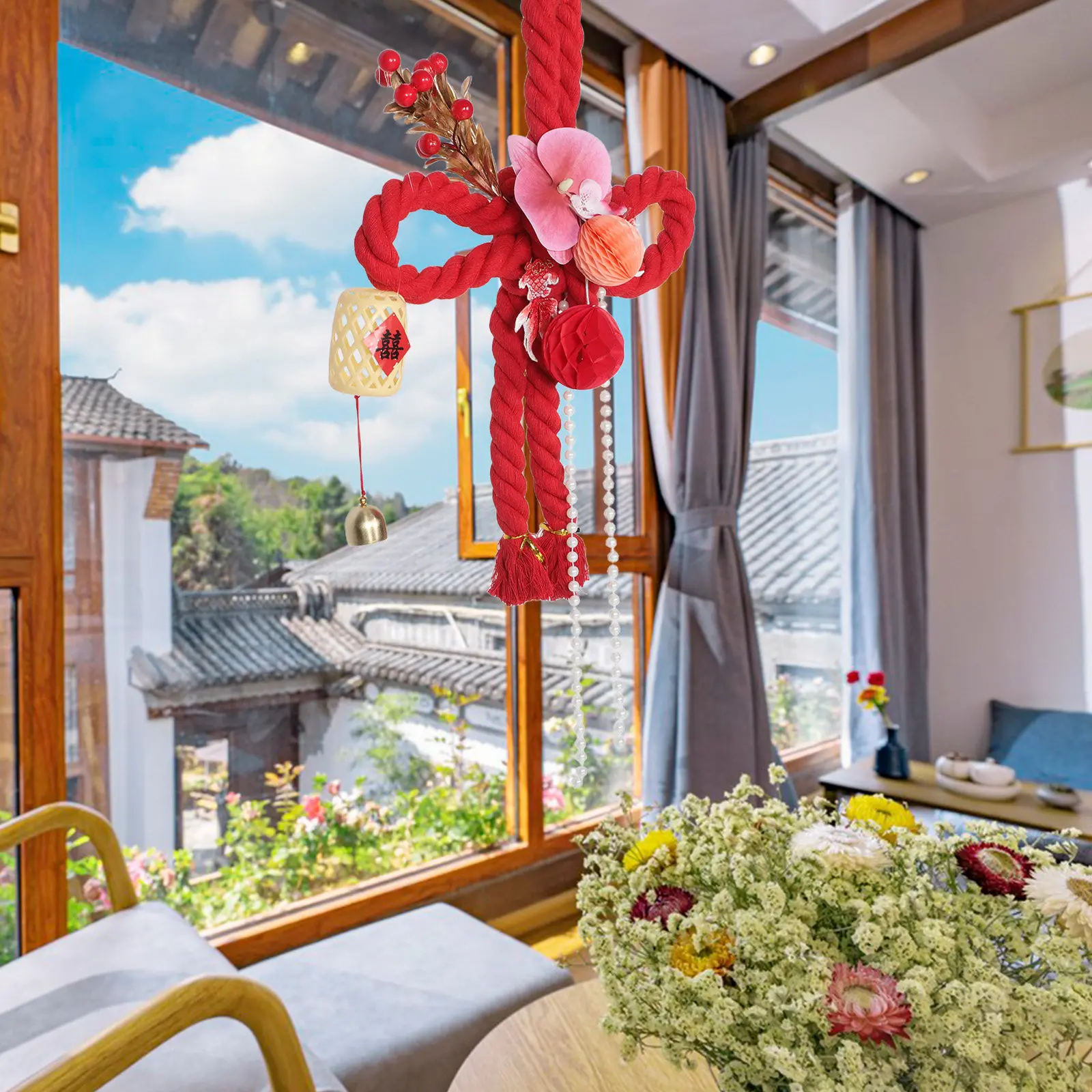 

Китайский узел-подвеска с красными кисточками для декора салона автомобиля, украшение для дома и офиса, подвеска-талисман на удачу для Праздника Весны, DIY-поделка