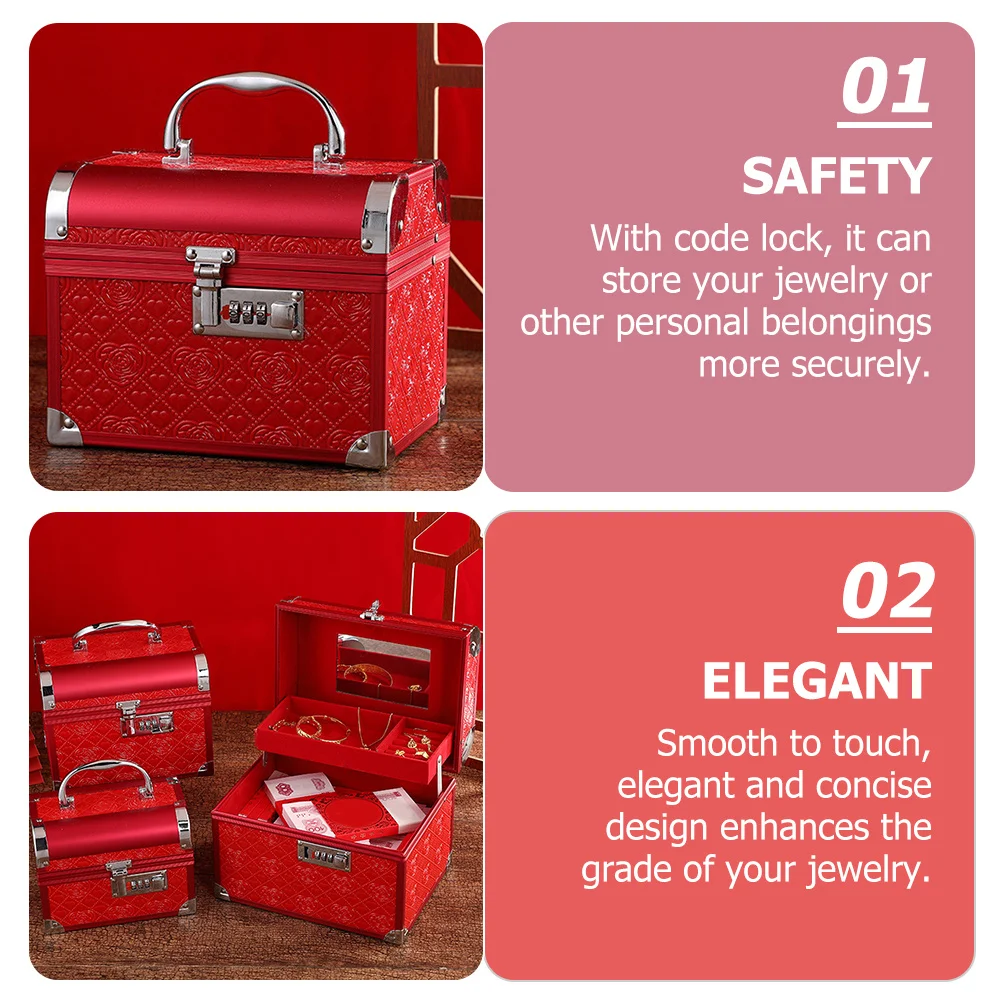 

Jewelry Container Classic Elegant Design Portable Storage Box for Necklaces Earrings Rings Waterproof Organizer Trinket Case