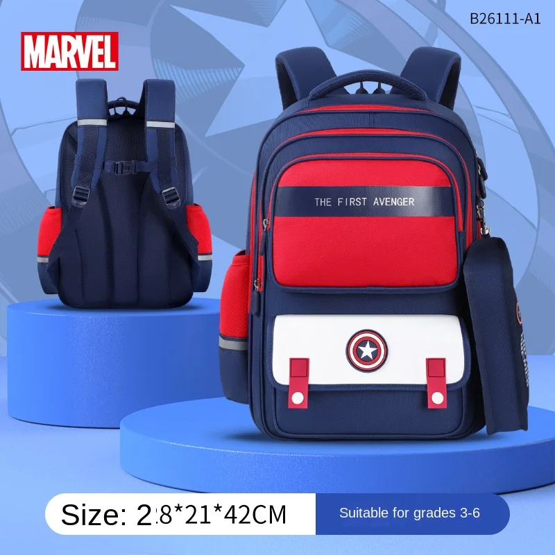 Disney Marvel Boy School Bag Grade 2-5 Spider Man Primary Student Shoulder Orthopedic Backpack Large Capacity Light Mochilas
