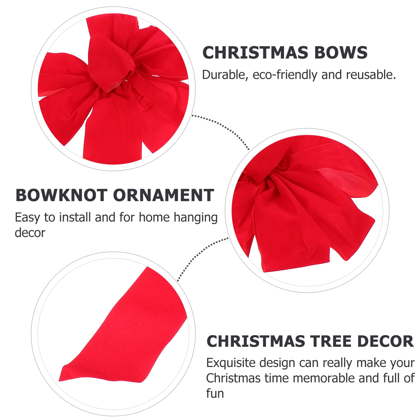 

6pcs Ribbon Bowknot Decor Red Christmas Tree Ornament Xmas Party Home Hanging Decoration Festive Bowknot Accessories