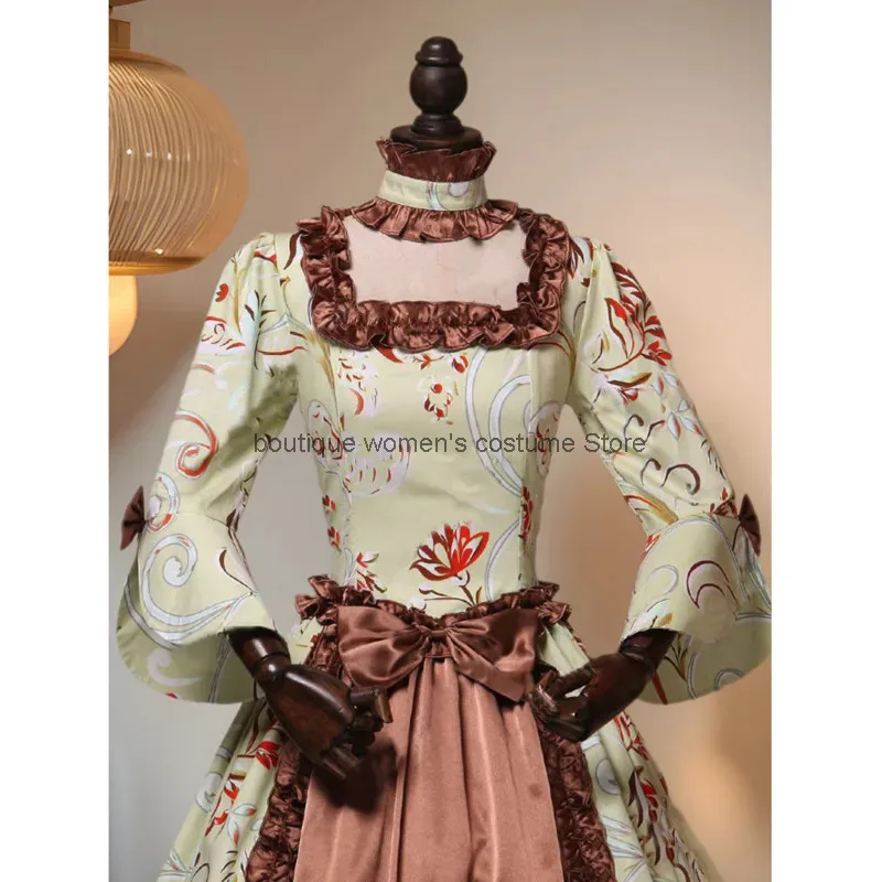 

Cos костюм для косплея на Хэллоуин, женское платье, вечернее платье суда с длинными рукавами и принтом, с большими рукавами-колокольчиками и пэчворком