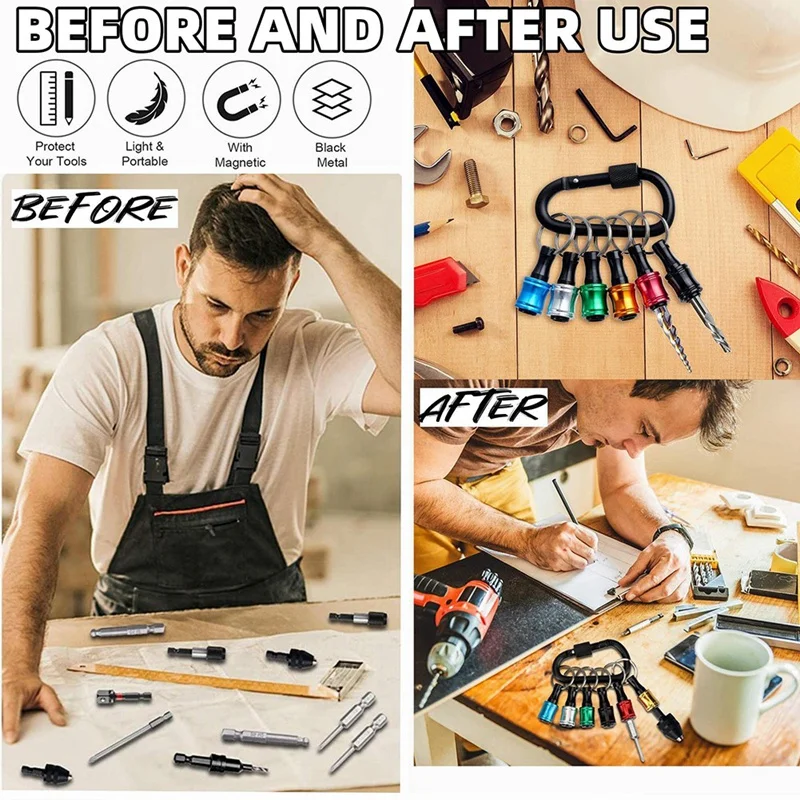 6Piece Upgrade Bit Holder 1/4Inch Hex Aluminum Alloy For Power Drill Bit Extensions