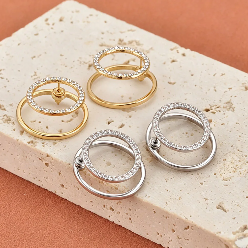 JeeMango Zarte Kreis-Ohrstecker mit vollem Zirkon für Damen, 18 Karat Gold, PVD-beschichteter Edelstahl, Ohrringe, Modeschmuck, E26104 – Detail 5