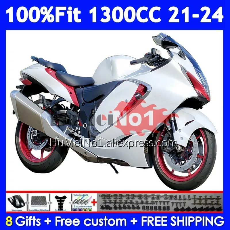 Injection Body For SUZUKI GSXR1300 Hayabusa GSXR 1300 CC White red 21 22 23 24 129No.5 GSXR-1300 2021 2022 2023 2024 Fairing