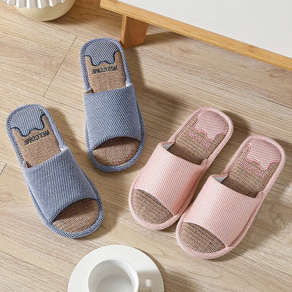 Badkamer Linnen Slippers Home Slippers Vrouwen Mannen Mode Zachte Zool Pvc Indoor Slides Sandalen Zomer Antislip Flip Schoenen