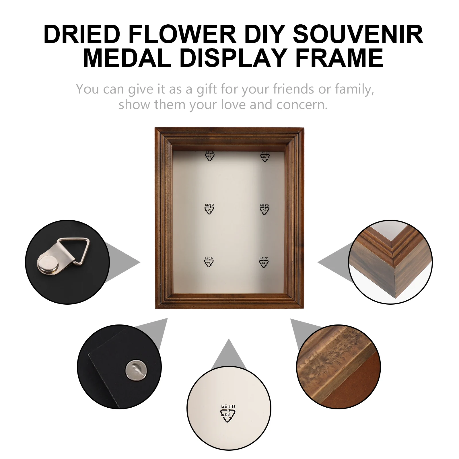 

Shadow Box Photo Frame Display Case 8 Inch Rustic Keepsake Dry Flower Decor Art Craft Display Ornament