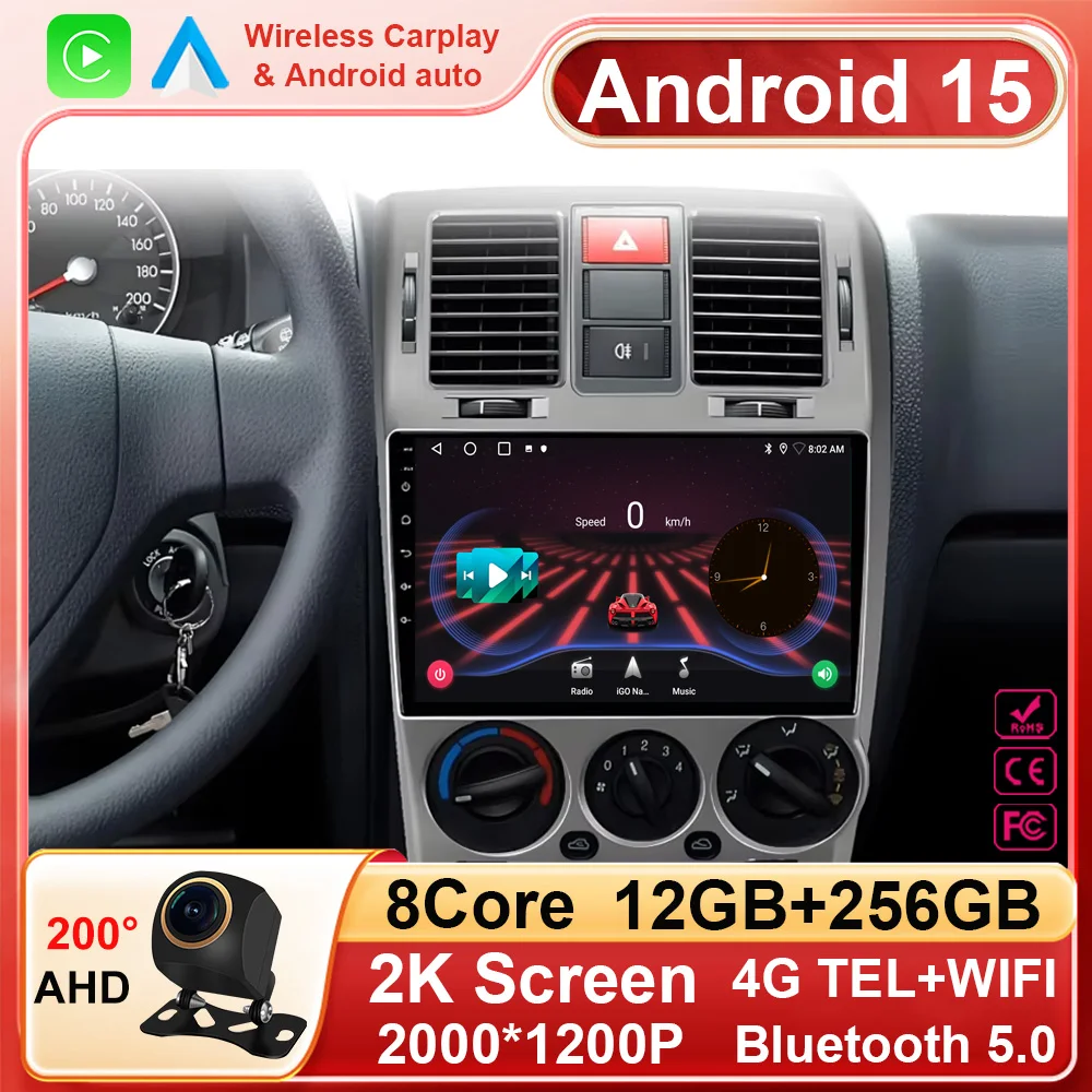 

Android 15 For Hyundai Getz 2002 2003-2011 Car Radio Multimedia Player Autoradio GPS Carplay Touch Screen Android Auto 8 Core 4G