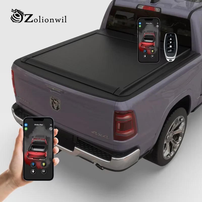 

KQX Zolionwil Retractable Electric Waterproof Pickup Truck Tonneau Cover for dodge ram 3500 8feet 8ft Long Bed
