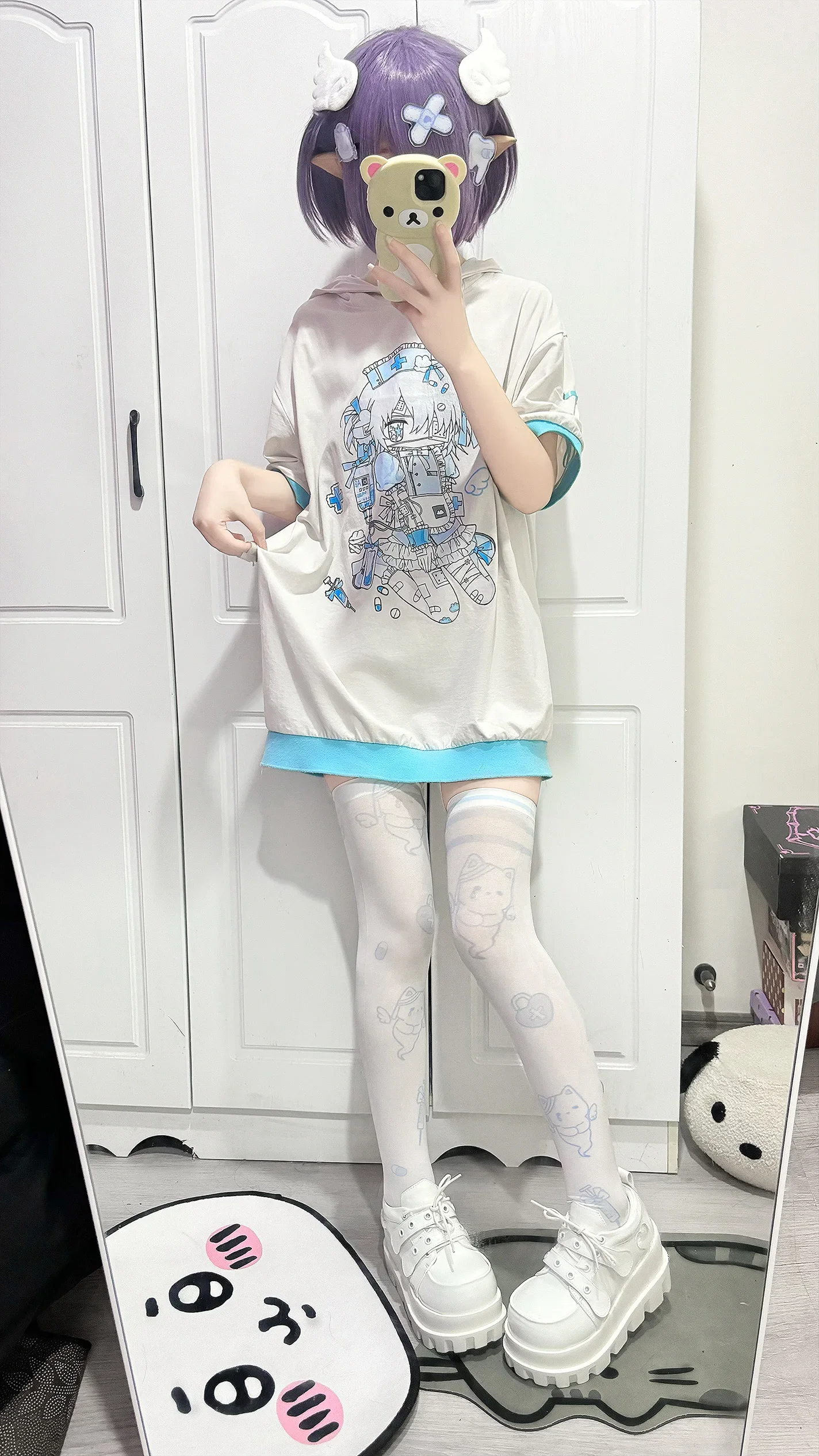 Two-dimensional Cartoon Print Thigh High Stockings Japanese Mine Cute Knee High Socks Versatile Sexy Gothic JK Stockings Girls