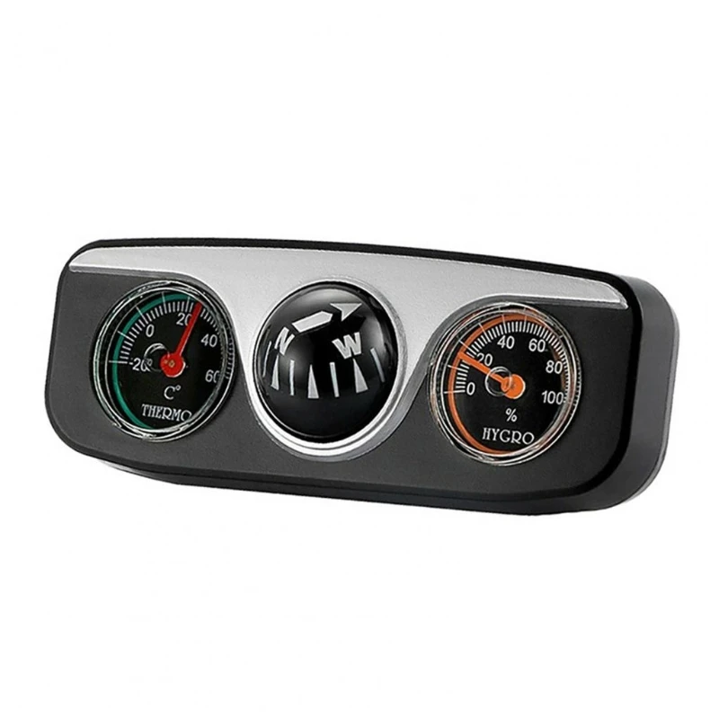 Vehicle Navigation Ball with Thermometer and Hygrometer Paste on Dashboard